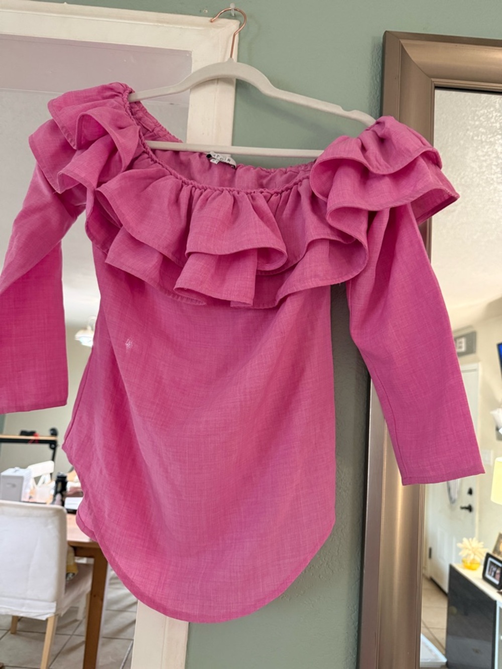 Atoir Pink Off-Shoulder Ruffle Blouse